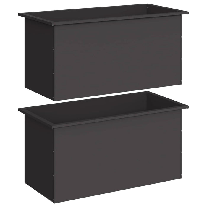 Jardinieră de grădină cu LED 2 buc. Negru 50 x 100 x 48 cm Oțel - WALTI WALTI