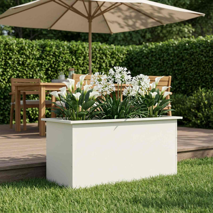 Jardinieră de grădină cu LED Alb 50 x 100 x 48 cm Oțel - WALTI WALTI