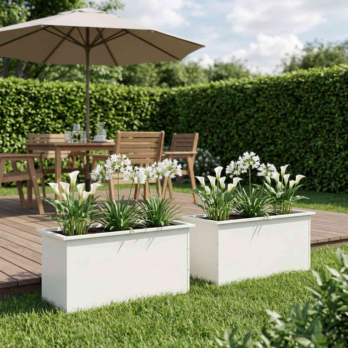 Jardinieră de grădină cu LED 2 buc. Alb 50 x 100 x 48 cm Oțel - WALTI WALTI