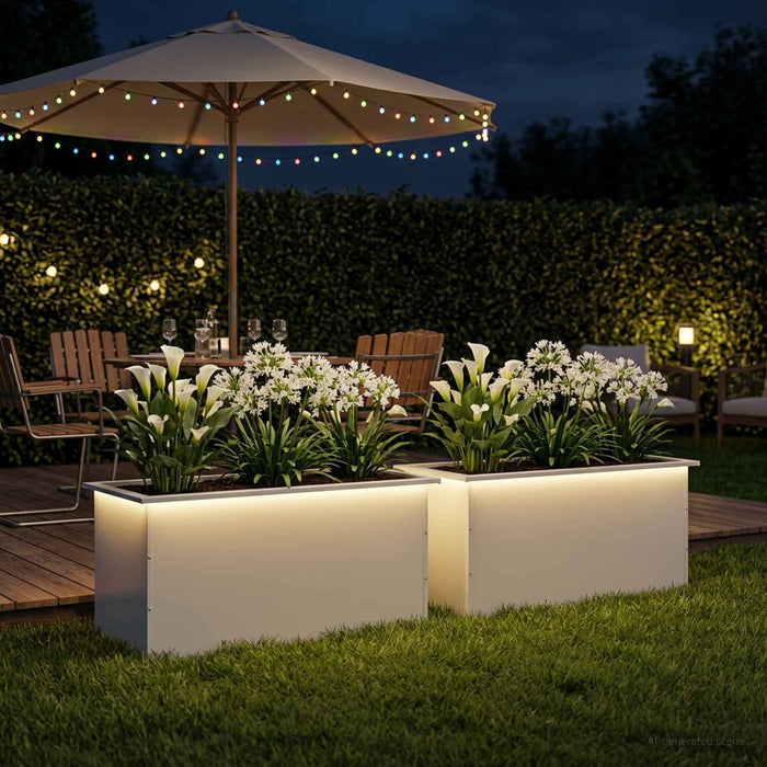 Jardinieră de grădină cu LED 2 buc. Alb 50 x 100 x 48 cm Oțel - WALTI WALTI