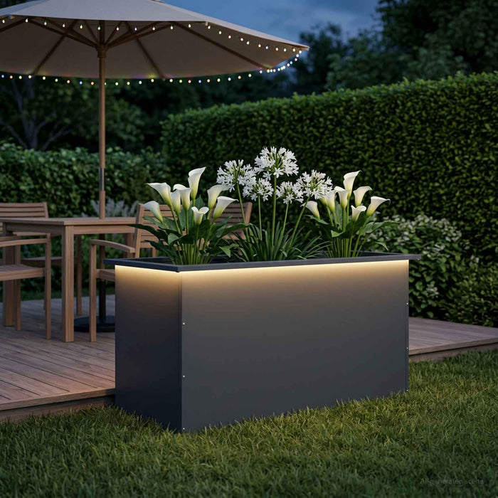 Jardinieră de grădină cu LED Antracit 50 x 100 x 48 cm Oțel WALTI