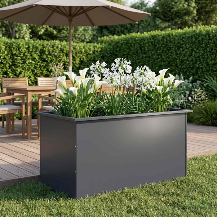 Jardinieră de grădină cu LED Antracit 50 x 100 x 48 cm Oțel WALTI