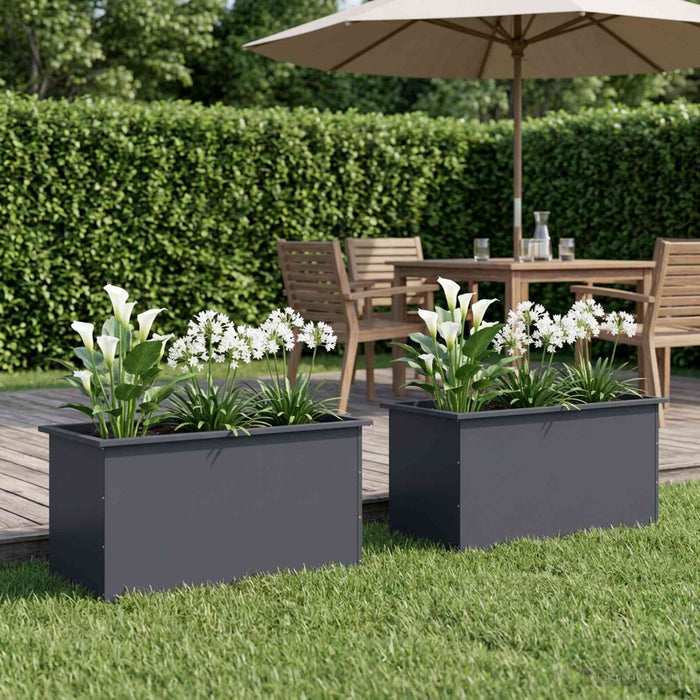 Jardinieră de grădină cu LED 2 buc. Antracit 50 x 100 x 48 cm WALTI