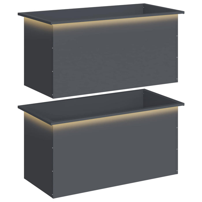 Jardinieră de grădină cu LED 2 buc. Antracit 50 x 100 x 48 cm WALTI