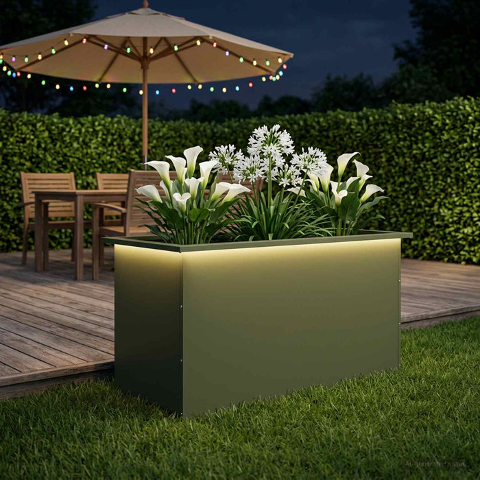 Jardinieră de grădină cu LED Verde măsliniu 50 x 100 x 48 cm - WALTI WALTI