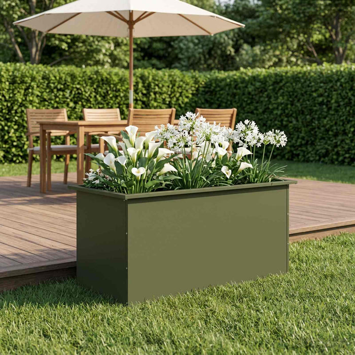 Jardinieră de grădină cu LED Verde măsliniu 50 x 100 x 48 cm - WALTI WALTI