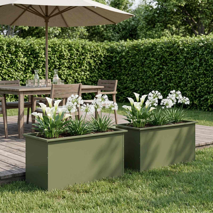 Jardinieră de grădină cu LED 2 buc. Verde măsliniu - WALTI WALTI