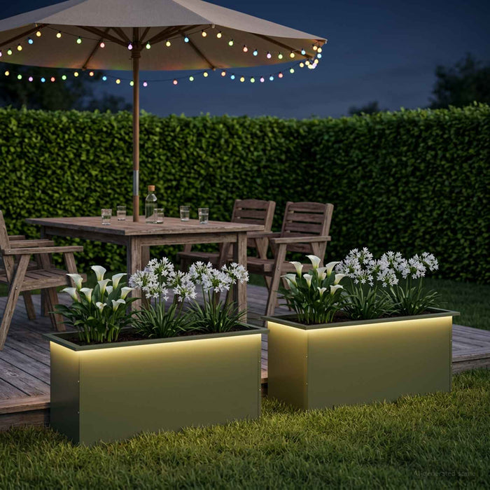 Jardinieră de grădină cu LED 2 buc. Verde măsliniu - WALTI WALTI
