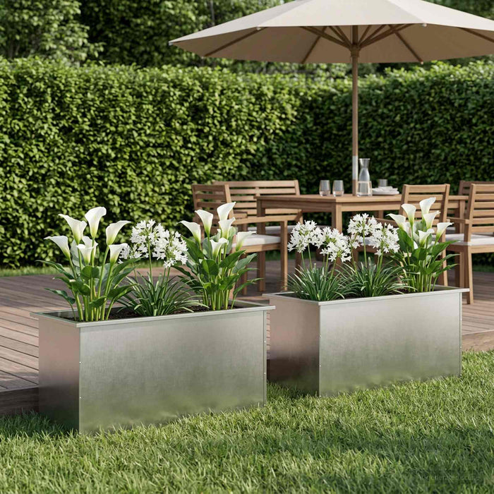 Jardinieră de grădină cu LED 2 buc. Argintiu 50 x 100 x 48 cm - WALTI WALTI