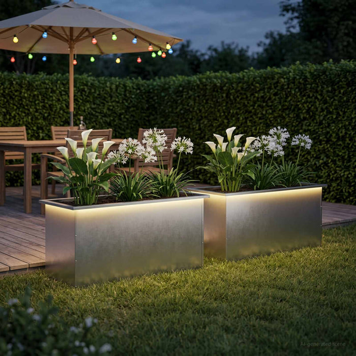 Jardinieră de grădină cu LED 2 buc. Argintiu 50 x 100 x 48 cm - WALTI WALTI