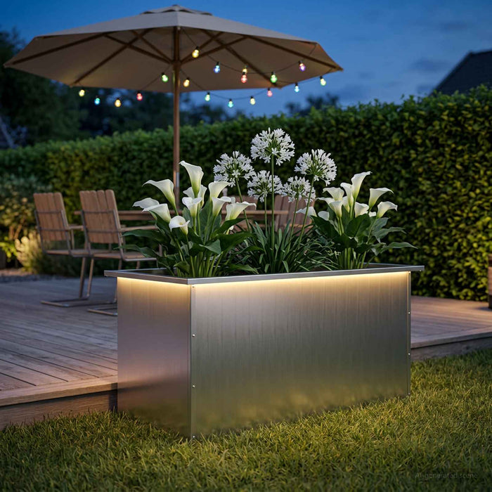 Jardinieră de grădină cu LED Argintiu 50 x 100 x 48 cm - WALTI WALTI