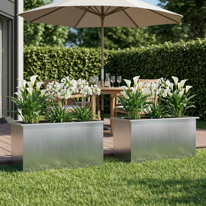 Jardinieră de grădină cu LED 2 buc. Argintiu 50 x 100 x 48 cm - WALTI WALTI