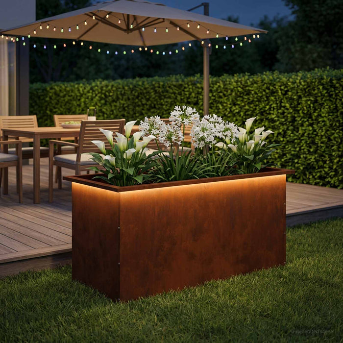 Jardinieră de grădină cu LED Ruginit 50 x 100 x 48 cm WALTI