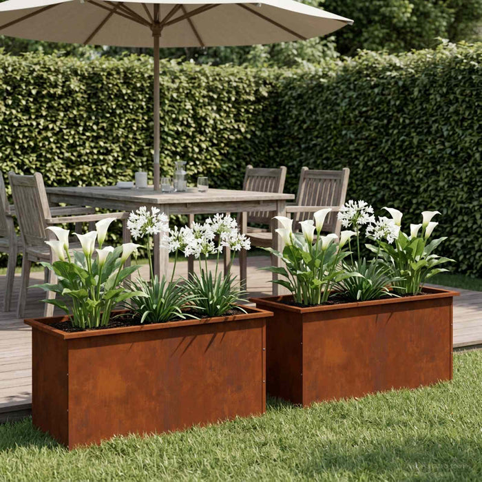 Jardinieră de grădină cu LED 2 buc. Ruginit 50 x 100 x 48 cm - WALTI WALTI