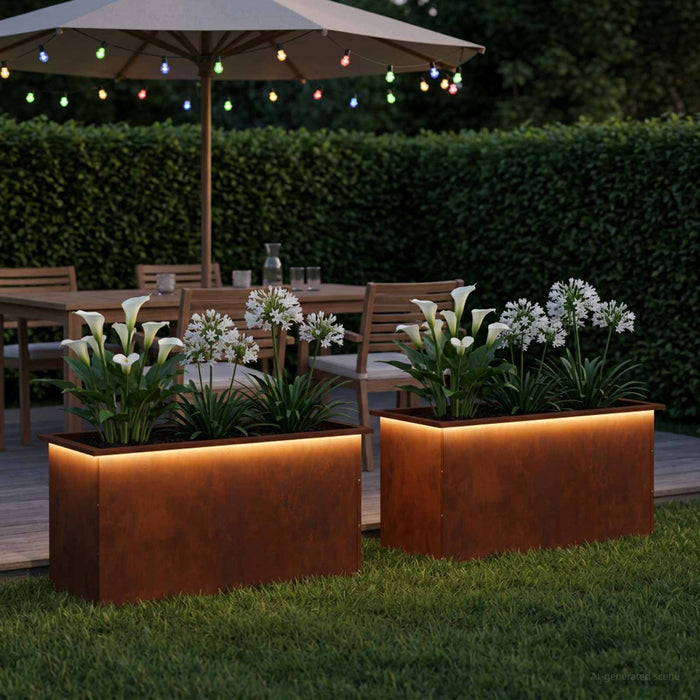 Jardinieră de grădină cu LED 2 buc. Ruginit 50 x 100 x 48 cm - WALTI WALTI