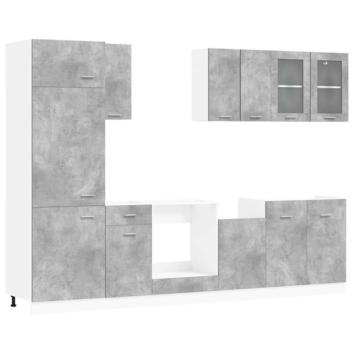 Unitate de bucătărie Lyon 8 pcs Gri Beton Lemn prelucrat - WALTI WALTI