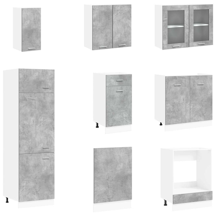 Unitate de bucătărie Lyon 8 pcs Gri Beton Lemn prelucrat - WALTI WALTI