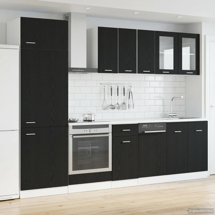 Unitate de bucătărie Lyon 8 pcs Stejar Negru Lemn prelucrat WALTI