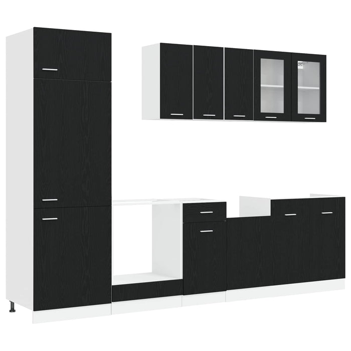 Unitate de bucătărie Lyon 8 pcs Stejar Negru Lemn prelucrat WALTI