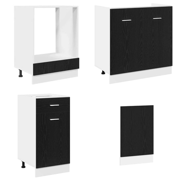 Unitate de bucătărie Lyon 8 pcs Stejar Negru Lemn prelucrat WALTI