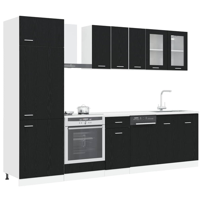 Unitate de bucătărie Lyon 8 pcs Stejar Negru Lemn prelucrat WALTI