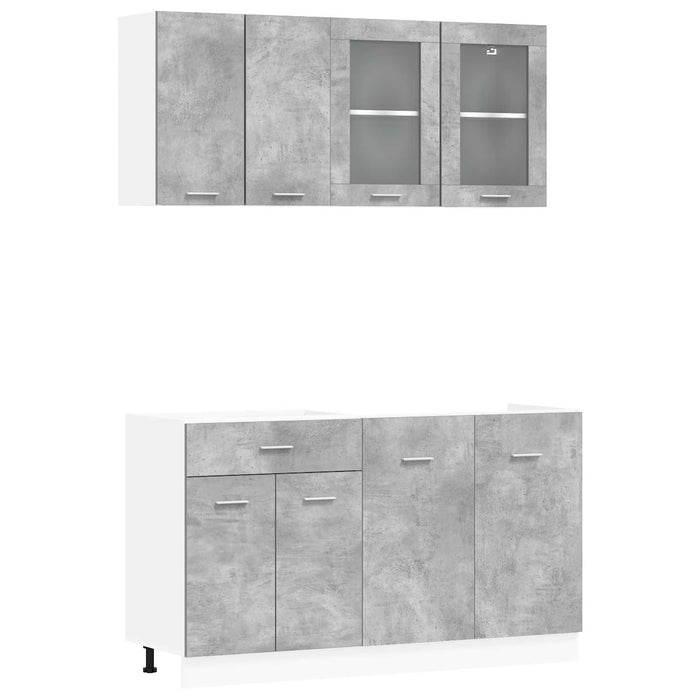 Unitate de bucătărie Lyon 4 pcs Gri Beton Lemn prelucrat WALTI