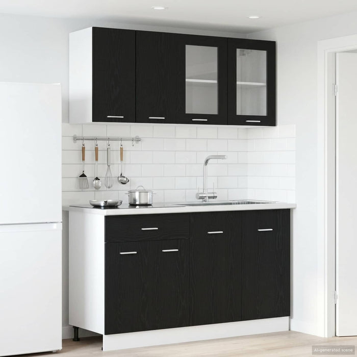Unitate de bucătărie Lyon 4 pcs Stejar Negru Lemn prelucrat WALTI