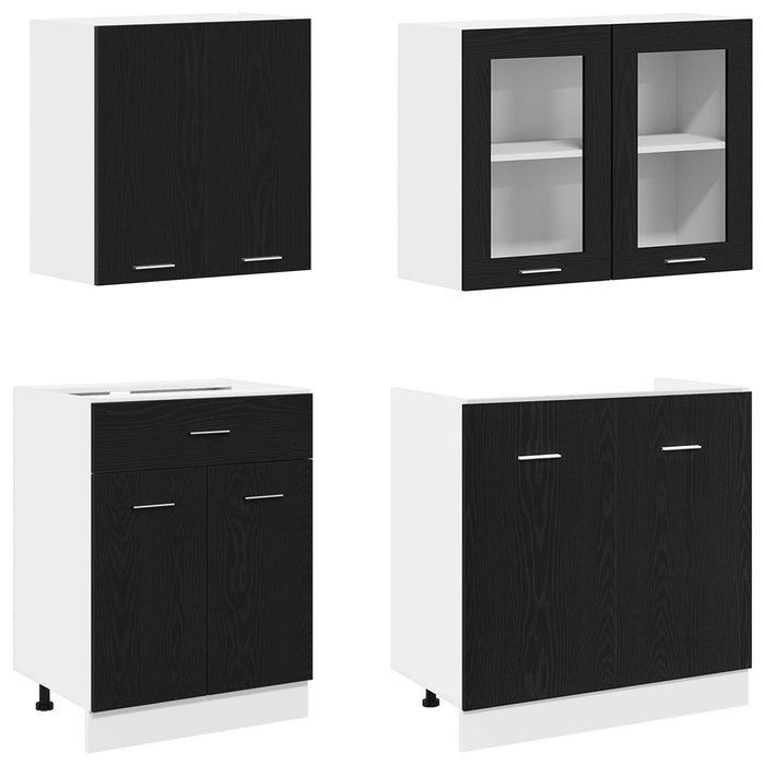 Unitate de bucătărie Lyon 4 pcs Stejar Negru Lemn prelucrat WALTI