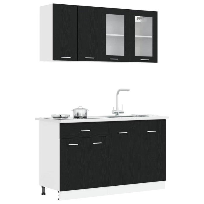 Unitate de bucătărie Lyon 4 pcs Stejar Negru Lemn prelucrat WALTI