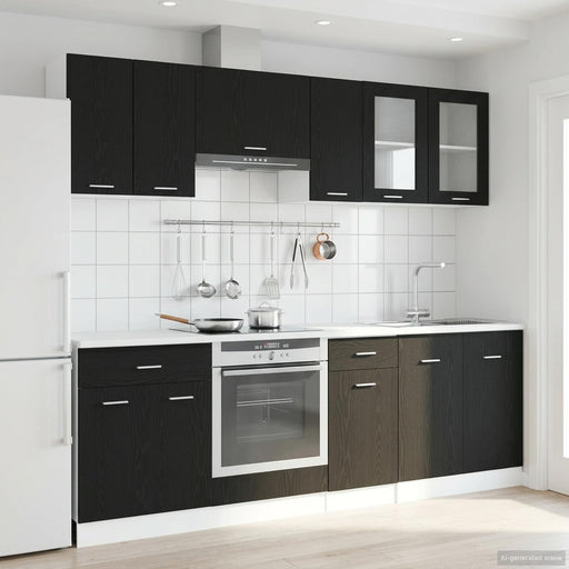 Unitate de bucătărie Lyon 8 pcs Stejar Negru Lemn compozit - WALTI WALTI