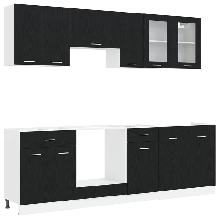 Unitate de bucătărie Lyon 8 pcs Stejar Negru Lemn compozit WALTI