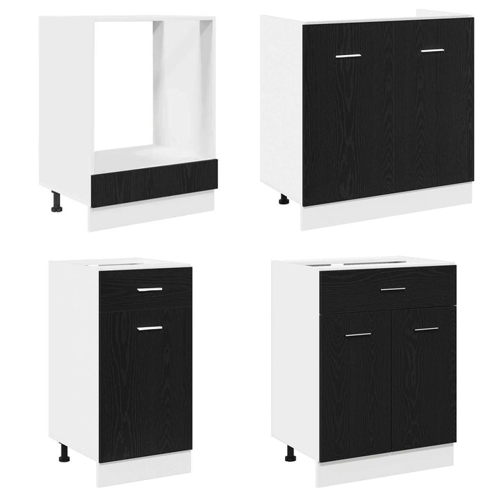 Unitate de bucătărie Lyon 8 pcs Stejar Negru Lemn compozit WALTI