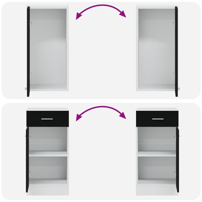 Unitate de bucătărie Lyon 8 pcs Stejar Negru Lemn compozit WALTI