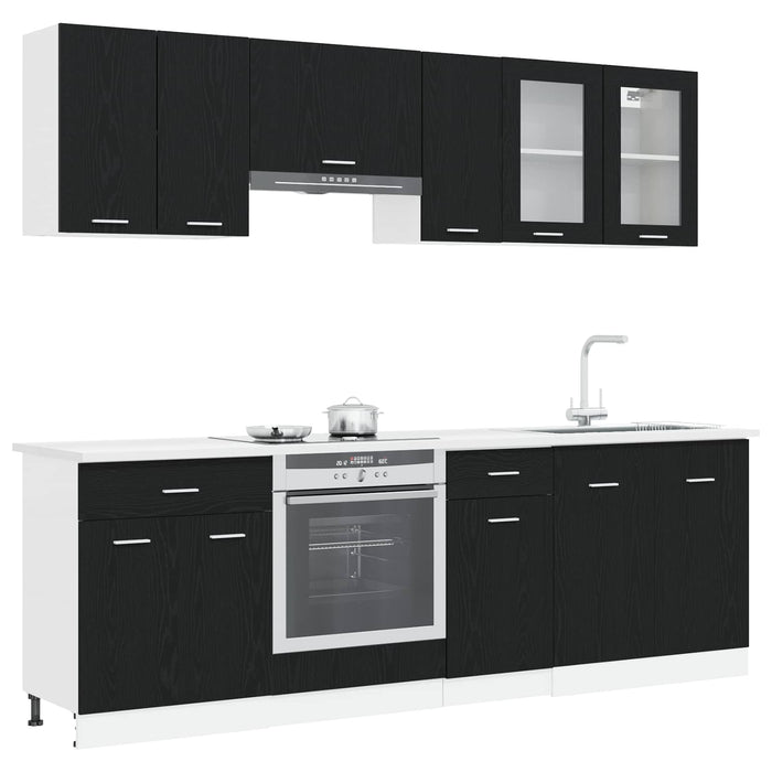 Unitate de bucătărie Lyon 8 pcs Stejar Negru Lemn compozit WALTI