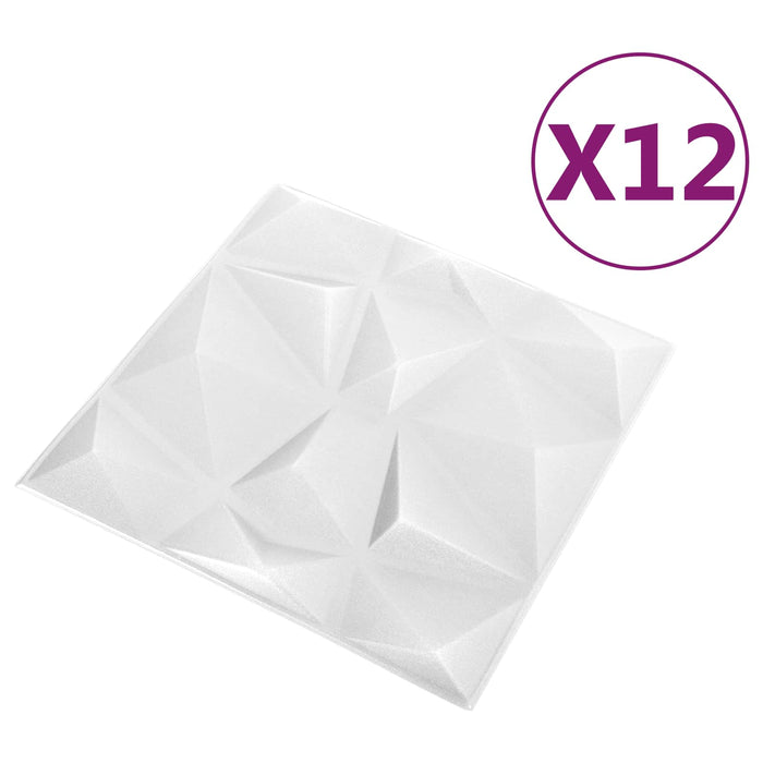 Panouri de perete 12 pcs Alb Diamond 50 x 50 cm Spumă XPS - WALTI WALTI