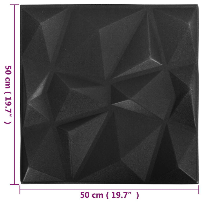 Panouri de perete 48 pcs Negru Diamond 50 x 50 cm Spumă XPS - WALTI WALTI