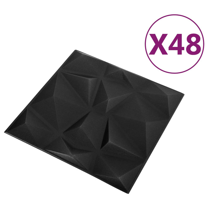 Panouri de perete 48 pcs Negru Diamond 50 x 50 cm Spumă XPS - WALTI WALTI