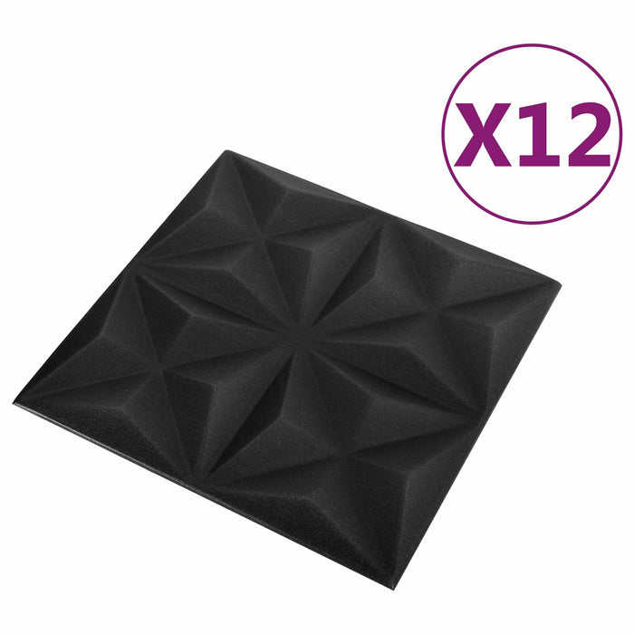 Panouri de perete 12 pcs Origami Negru 50 x 50 cm Spumă XPS - WALTI WALTI