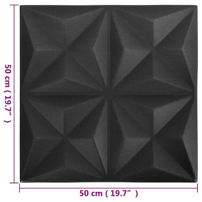 Panouri de perete 24 pcs Origami Negru 50 x 50 cm Spumă XPS - WALTI WALTI
