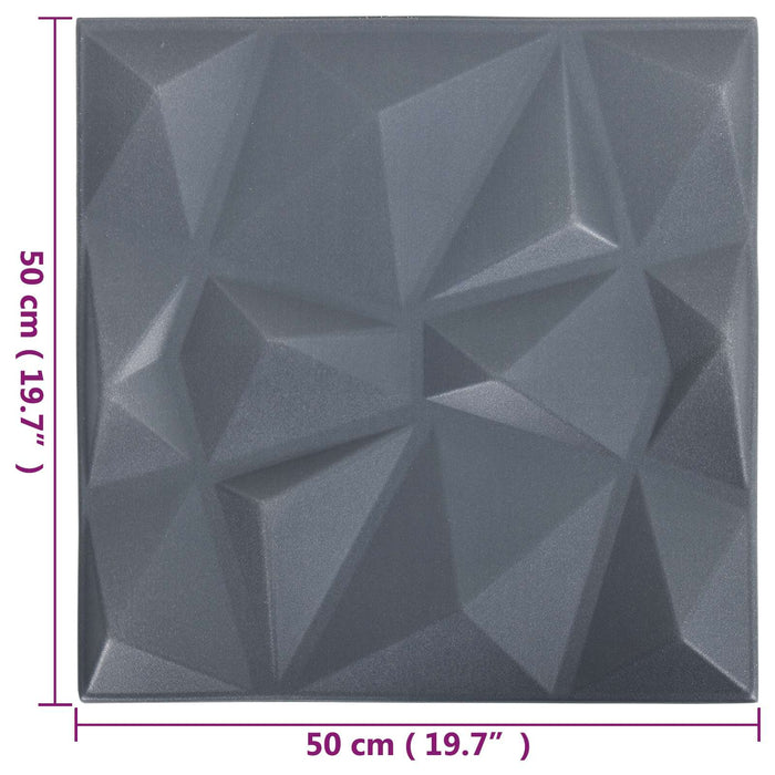 Panouri de perete 12 pcs Gri Diamond 50 x 50 cm Spumă XPS - WALTI WALTI
