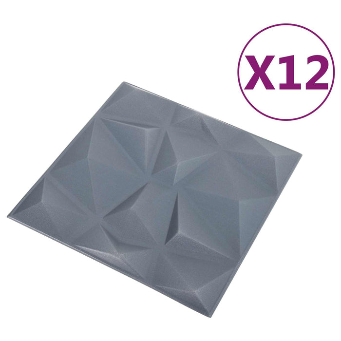 Panouri de perete 12 pcs Gri Diamond 50 x 50 cm Spumă XPS - WALTI WALTI