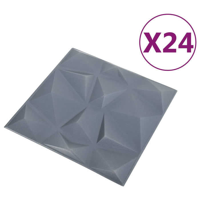 Panouri de perete 24 pcs Gri Diamond 50 x 50 cm Spumă XPS - WALTI WALTI