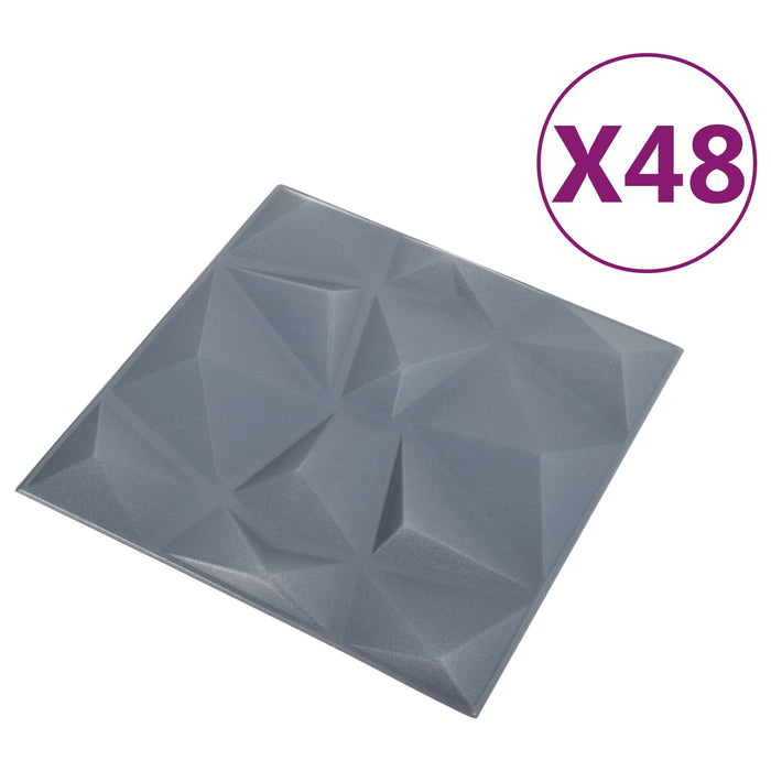 Panouri de perete 48 pcs Gri Diamond 50 x 50 cm Spumă XPS - WALTI WALTI