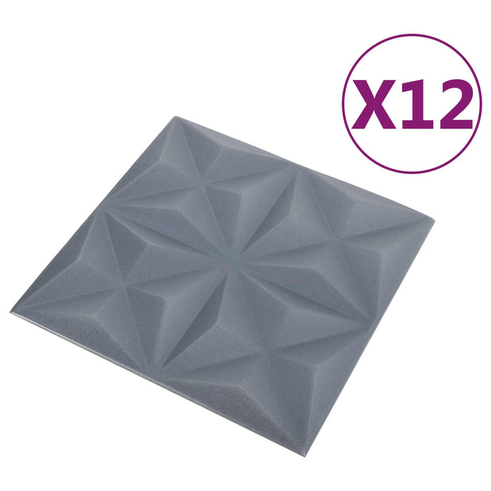 Panouri de perete 12 pcs Origami Gri 50 x 50 cm Spumă XPS - WALTI WALTI