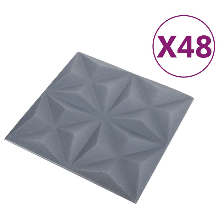 Panouri de perete 48 pcs Origami Gri 50 x 50 cm Spumă XPS - WALTI WALTI