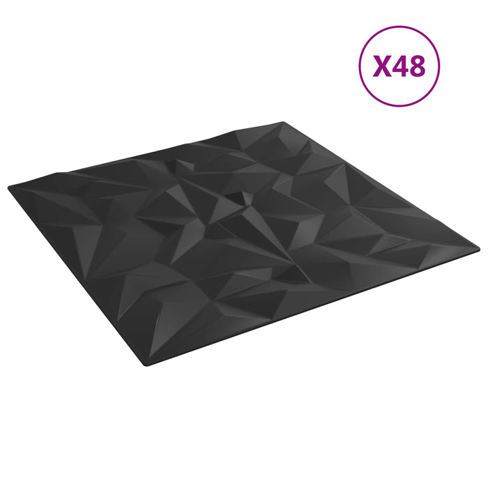 Panouri de perete 48 pcs Negru 50 x 50 cm Spumă XPS - WALTI WALTI