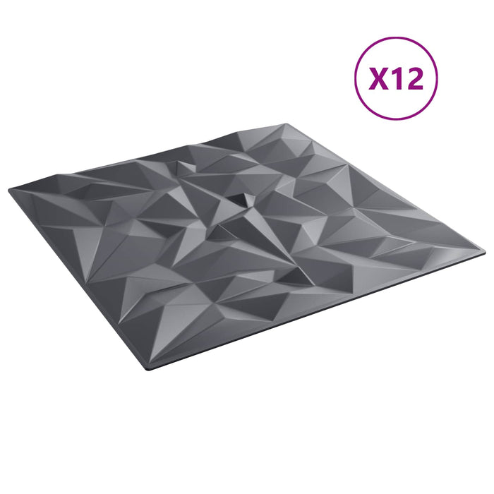 Panouri de perete 12 pcs Gri Amethyst 50 x 50 cm Spumă XPS - WALTI WALTI