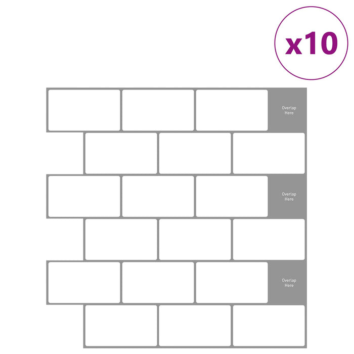 Placă de metrou 10 pcs Alb gri 30 x 30 cm Poliuretan și PET - WALTI WALTI