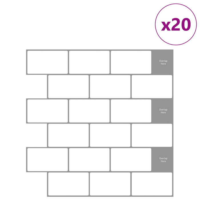 Placă de metrou 20 pcs Alb gri 30 x 30 cm Poliuretan și PET - WALTI WALTI
