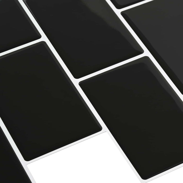 Placă de metrou 20 pcs Negru 30 x 30 cm Poliuretan și PET - WALTI WALTI